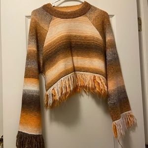 ZARA Sweater Fringe Top